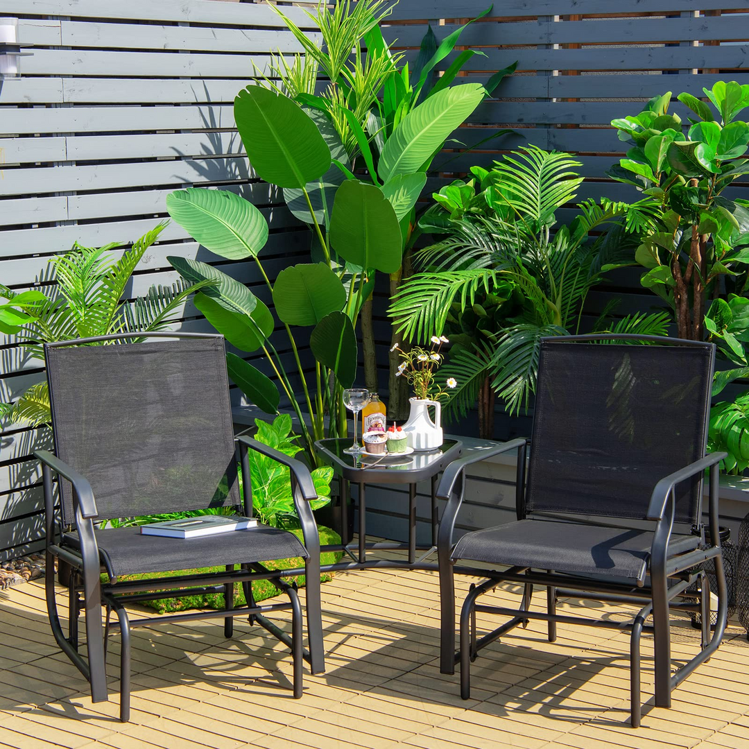 Giantex Outdoor Glider Chairs with Table &amp; Umbrella Hole