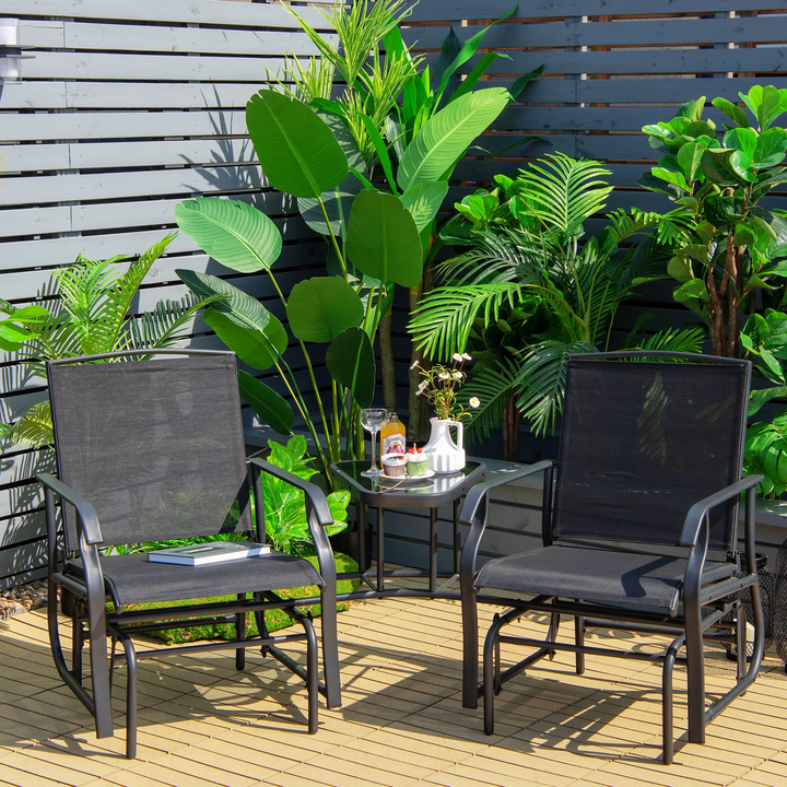 Giantex Outdoor Glider Chairs with Table &amp; Umbrella Hole