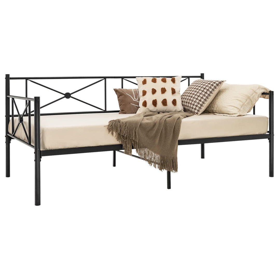 Giantex Metal Daybed Frame Twin Size, for Living Room Bedroom Guest Room, Easy Assembly, Black &amp; White