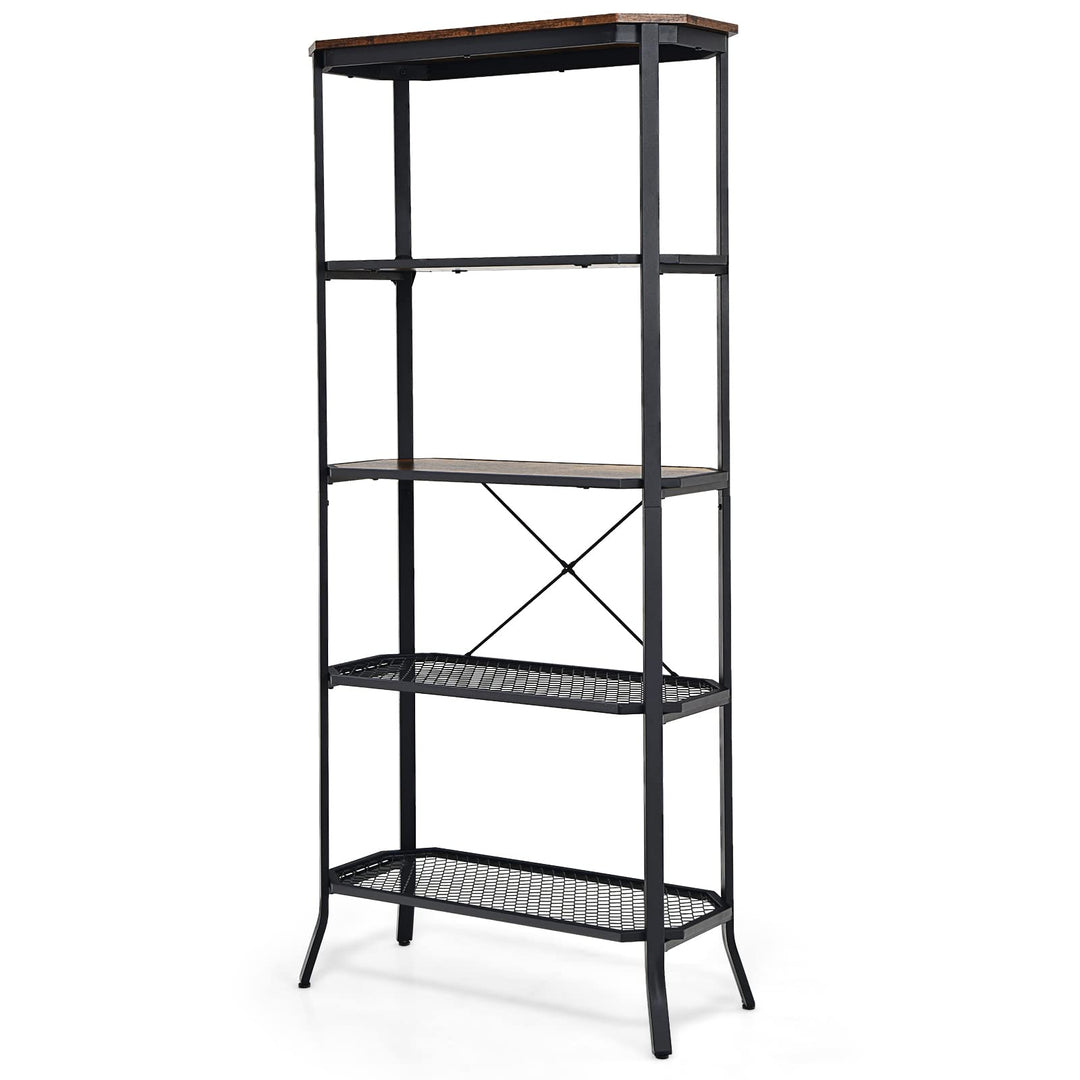 Giantex Industrial Bookshelf, 5-Tier Vintage Bookcase