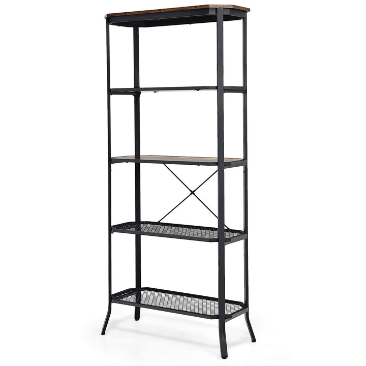 Giantex Industrial Bookshelf, 5-Tier Vintage Bookcase