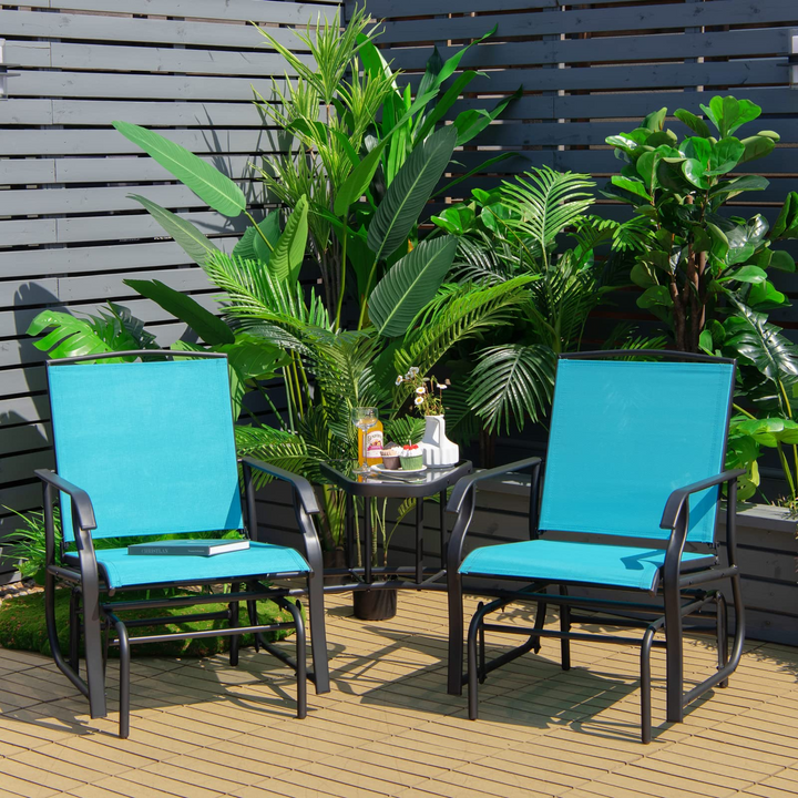 Giantex Outdoor Glider Chairs with Table &amp; Umbrella Hole