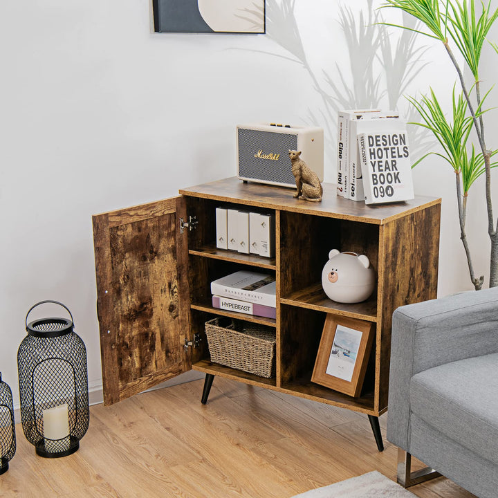 Giantex Mid-Century Storage Cabinet, Buffet Sideboard with Single Door &amp; Adjustable Shelves