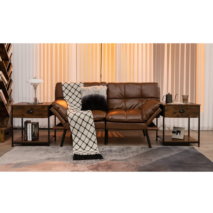 Giantex Nightstand with Drawers, Bedside Table w/Removable Fabric Bins &amp; Pull Handle