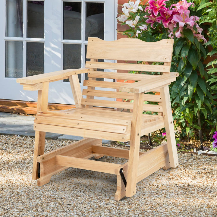 Giantex Outdoor Wood Rocking Chair with High Back and Widened Armrests