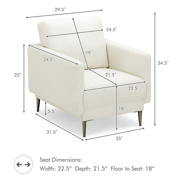 Giantex Sofa Couch, for Bedroom, Reception Rooms, Chair &amp; Loveseat(Grey &amp; White)