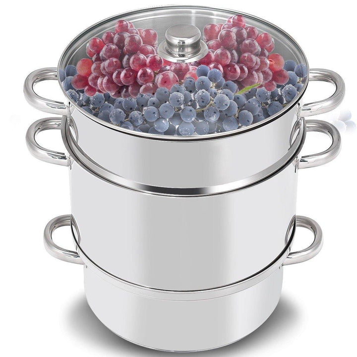11 Quart Juice Steamer Fruit Vegetables Juicer Steamers w/ Tempered Glass Lid - Giantexus