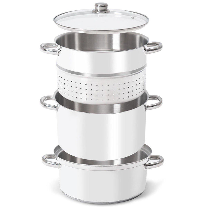 11 Quart Juice Steamer Fruit Vegetables Juicer Steamers w/ Tempered Glass Lid - Giantexus