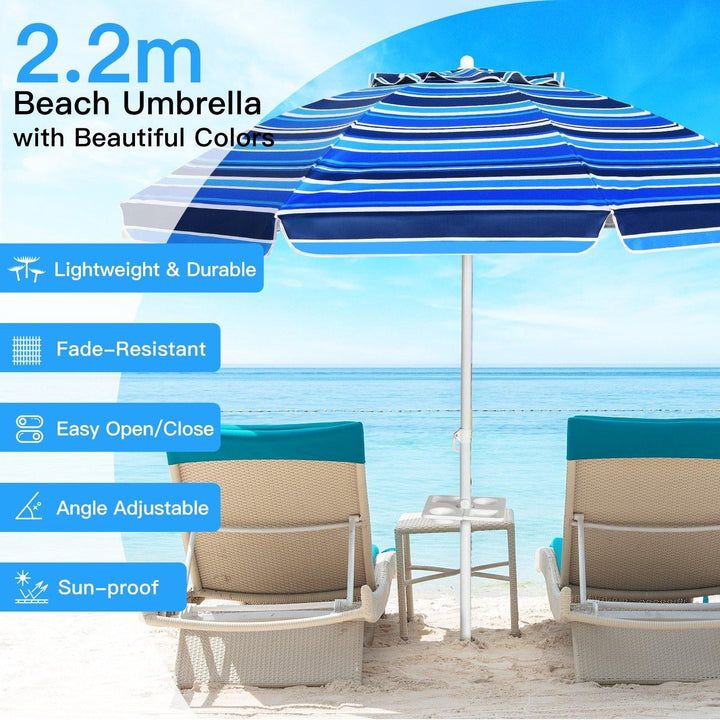 Giantex 7.2 Ft Beach Umbrella, Patio Sunshade Umbrella with Sand Anchor &amp; Cupholder - Giantexus