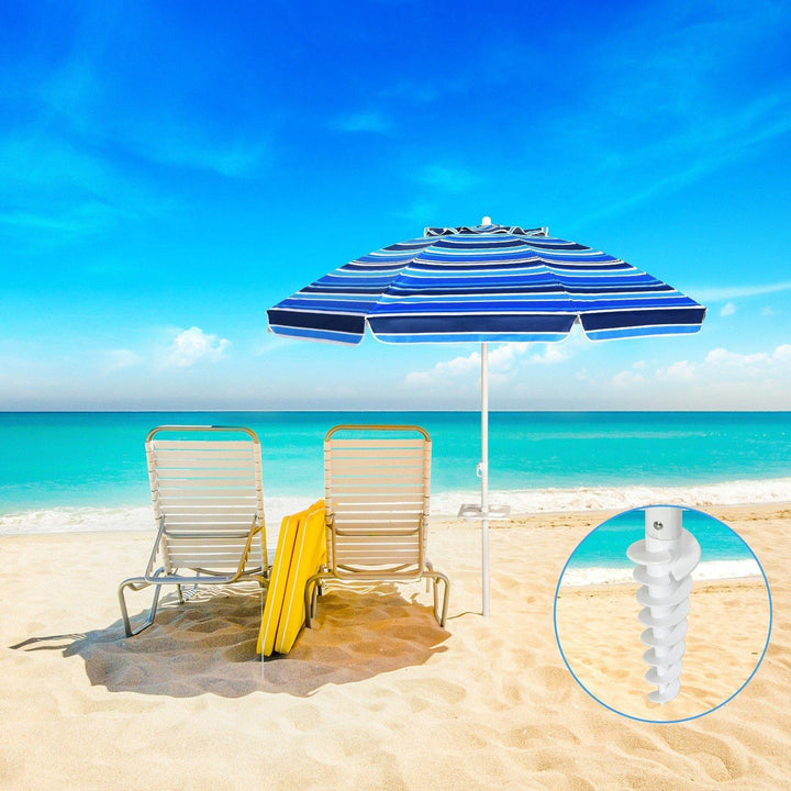 Giantex 7.2 Ft Beach Umbrella, Patio Sunshade Umbrella with Sand Anchor &amp; Cupholder - Giantexus